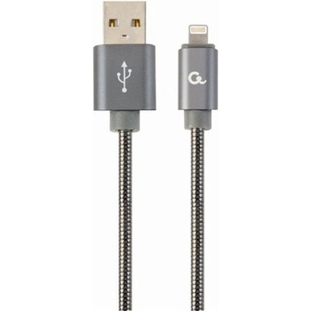 Gembird USB 2.0 A - Lightning M/M кабел за данни 2 м сив Премиум спирала от метал CC-USB2S-AMLM-2M-BG (CC-USB2S-AMLM-2M-BG)