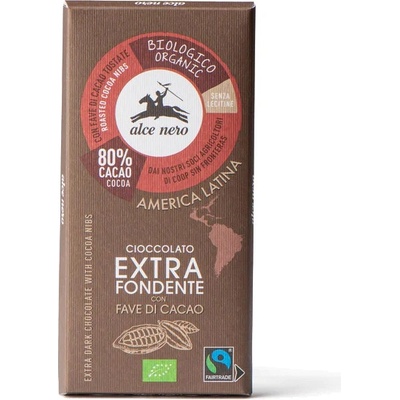 Alce nero BIO Horká čokoláda 80% s kakaovými bôbmi 100 g