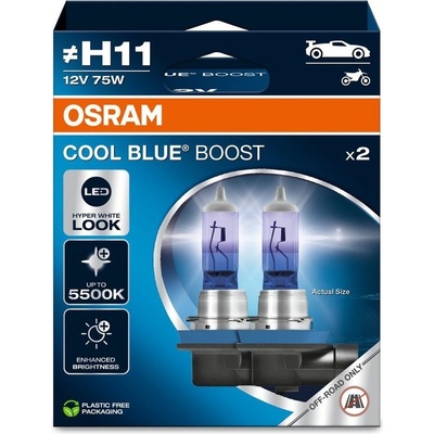 Osram Coll Blue boost 5500 K, H11 PGJ19-2 12V 75W 62211CBB-2HB