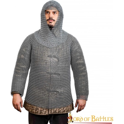 Lord of Battles Kroužková košile s dlouhými rukávy a kuklou Ø10mm nenýtované pozink kroužky