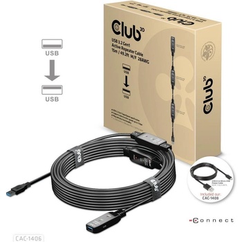 Club3D CAC-1406 USB 3.2 Gen1 Active Repeater, M/F 28AWG, 15m