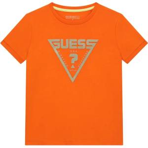 GUESS Оранжева тениска за момче с къс ръкав Guess с контрастно лого
