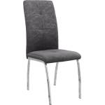 TopMebel Трапезен стол Alma TopMebel от PU кожа в сив цвят с метални хромирани крака 42x53x97cm