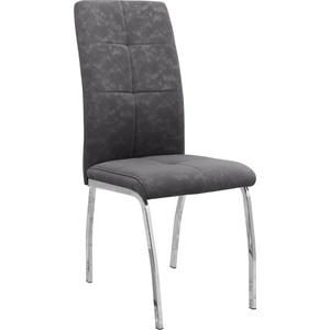 TopMebel Трапезен стол Alma TopMebel от PU кожа в сив цвят с метални хромирани крака 42x53x97cm