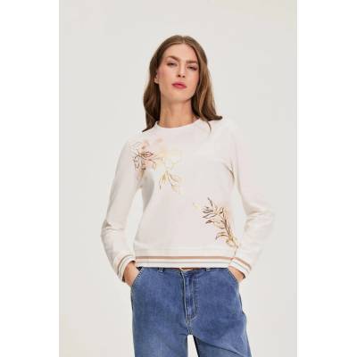 Moodo Памучна блуза с принт в бяло Moodo Moodo | Byal | ЖЕНИ | XXL