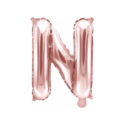 PartyDeco Балон от фолио Mini - Буква N 35см розово златен