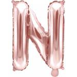 PartyDeco Балон от фолио Mini - Буква N 35см розово златен