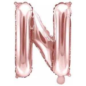 PartyDeco Балон от фолио Mini - Буква N 35см розово златен