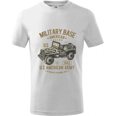 American Army Jeep tričko detské biela