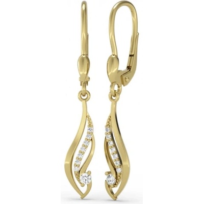 Couple, Visací náušnice Adeline, žluté zlato se zirkony, 585-66-3-0378.0Z00.0.00.001.10