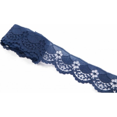 Silonová krajka - tmavě modrá - šířka 4 cm