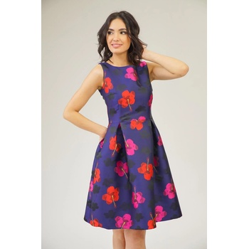 Image 1 of Radek's Collection Елегантна разкроена синя рокля със цветя 72303-450