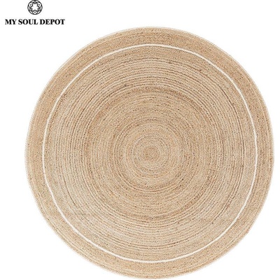 My Soul Depot Кръгъл килим от юта с бял кант ø180 (0608308)