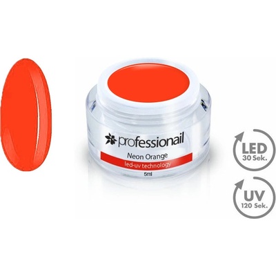 Professionail Farebný LED UV gél Neon Orange 5 ml