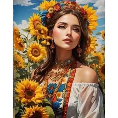 Norimpex - Puzzle Diamant painting: Slavic woman among sunflowers 30x40cm - 1 - 39 piese