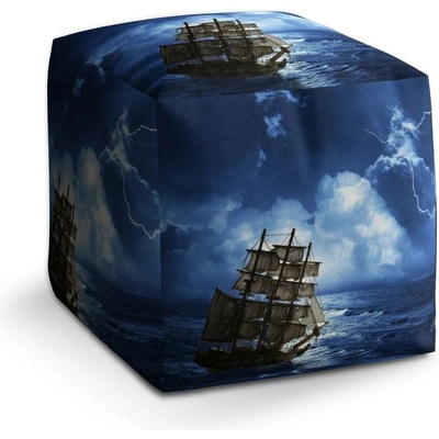 Sablio Taburet Cube Loď v bouřce: 40x40x40 cm