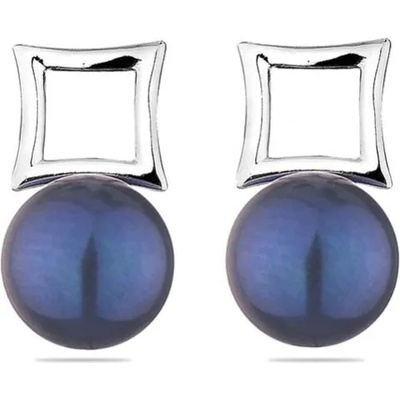 Swan Сребърни обици със сладководни черни перли CA5108B Swan