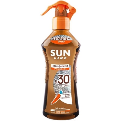 Sun Like Carotene+ Масло за бърз загар и защита, SPF30, 200 ml