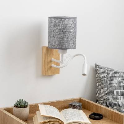 Brilagi - LED Аплик NUBILA WOOD 1xE27/25W/230V + LED/3W дъб/сив (BG1565O)