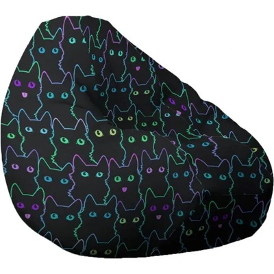 Pufrelax Пуф круша 320л. , Nirvana Grande, Cute Cat, Водоустойчив, Перящ се калъф, Пълнеж от Полистиролни перли, принт