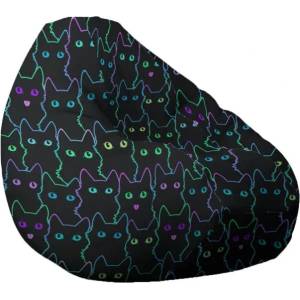Pufrelax Пуф круша 320л. , Nirvana Grande, Cute Cat, Водоустойчив, Перящ се калъф, Пълнеж от Полистиролни перли, принт