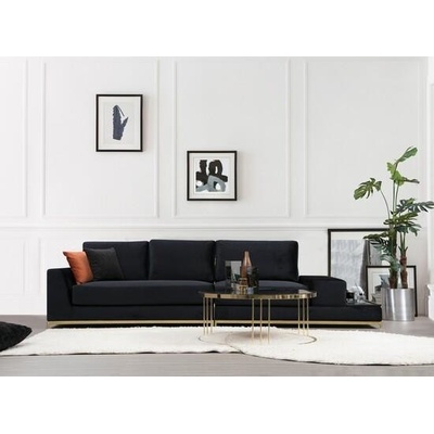 Atelier del Sofa 4-Seat Sofa Line With Side TableBlack Black Gold
