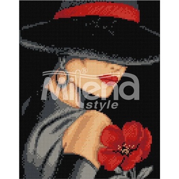 Image 1 of Milena Style Дама с мак - Печатана Aida 14 ct без конци