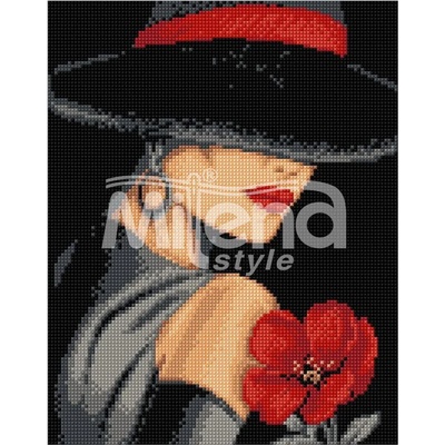 Milena Style Дама с мак - Печатана Aida 14 ct без конци