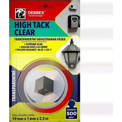 Debbex High Tack Clear Obojstranná páska 19 mm x 2.5 m
