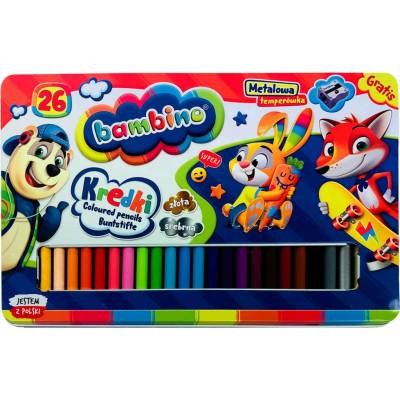 Kik KX4224 Bambino pastelky dřevěný rám kovová krabička