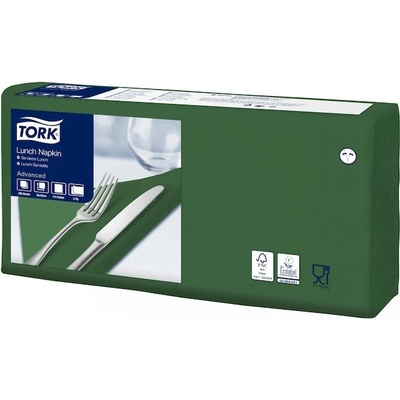Tork tmavě zelený ubrousek oběd 2V 1/4 200ks 33x33cm