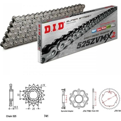 D.I.D Řetězová sada Ducati 1200 Monster 21-22