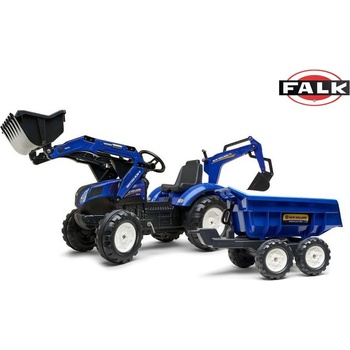 FALK FALK Šliapací traktor 3090W New Holland T8 s nakladačom rypadlom a maxi vlečkou 3090W