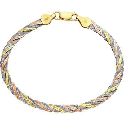 Bealio 12046 stříbrný náramek PLETENÝ 4 mm TRICOLOR 18 cm 03-12046-1810