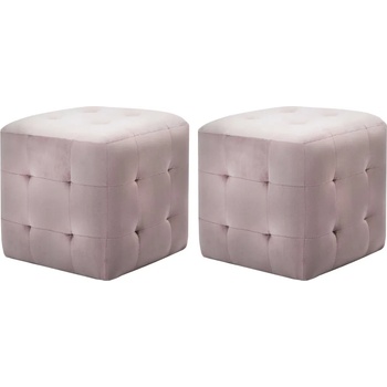 Image 1 of vidaXL Пуфове, 2 бр, розови, 30x30x30 см, кадифен текстил (278388)