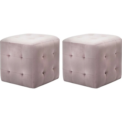 vidaXL Пуфове, 2 бр, розови, 30x30x30 см, кадифен текстил (278388)