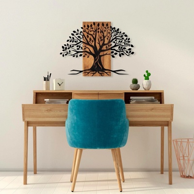 ASIR Nástěnná dekorace dřevo LISTNATÝ STROM 79 x 58 cm