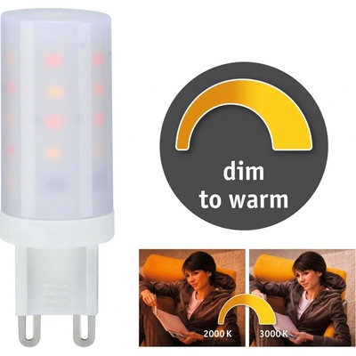 Paulmann LED žárovka 4W G9 teplá bílá dim to warm