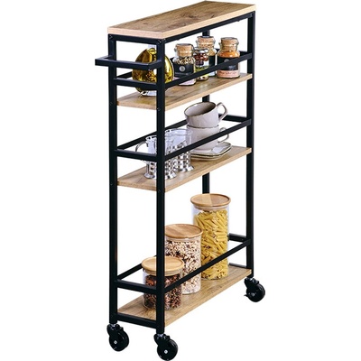 KESPER Police do výklenku na kolečkách, 81 x 15 x 50 cm, bambus/kov KESPER 27842 – Zboží Mobilmania