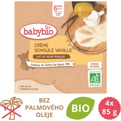 Babybio Krém vanilka krupica 4 x 85 g