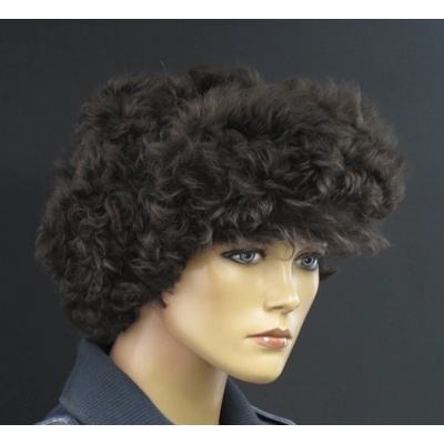 Špongr kožešinová ušanka z toskánské jehnětiny hnědá povrch velur SE65