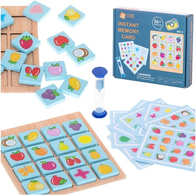 Puzzle dřevěná pexeso stolní hra ovoce a tvary