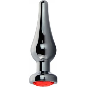 Sensual Метално дилдо Butt Plug "X FUN SILVER RED" 10 см. Размер-M