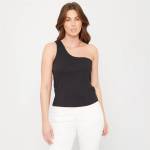 Be You Women's One Shoulder Rib Tank Vest - Black