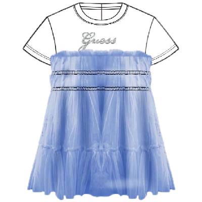 Комплект от 2 части Guess - Тениска с тюлена пола, бял, 12 м (20261-A6RK02-K6YW0-G011-12M)