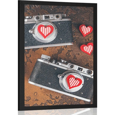 Plakát dva retro fotoaparáty - 20x30 black