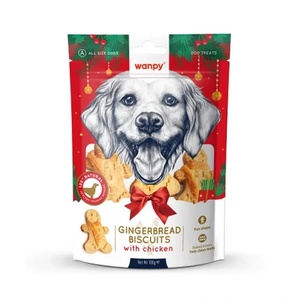 Wanpy Christmas Gingerbred Biscuits- коледни бисквитки с джинджифил за куче с пиле, 100 гр