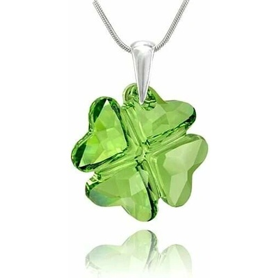 Swarovski Elements Stříbrný náhrdelník zelený čtyřlístek 32085.1 Peridot