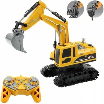 Crazon Детски строителен багер с приставки, светлини, звуци, димни ефекти и 360° завъртане, rc