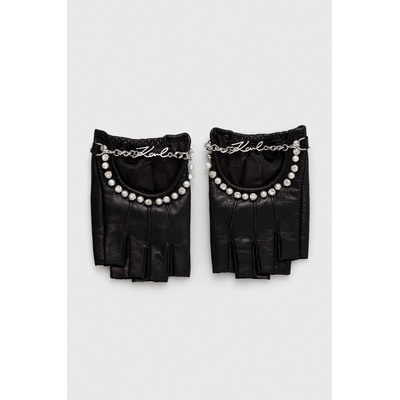 Karl Lagerfeld Кожени ръкавици без пръсти Karl Lagerfeld в черно (241W3601)